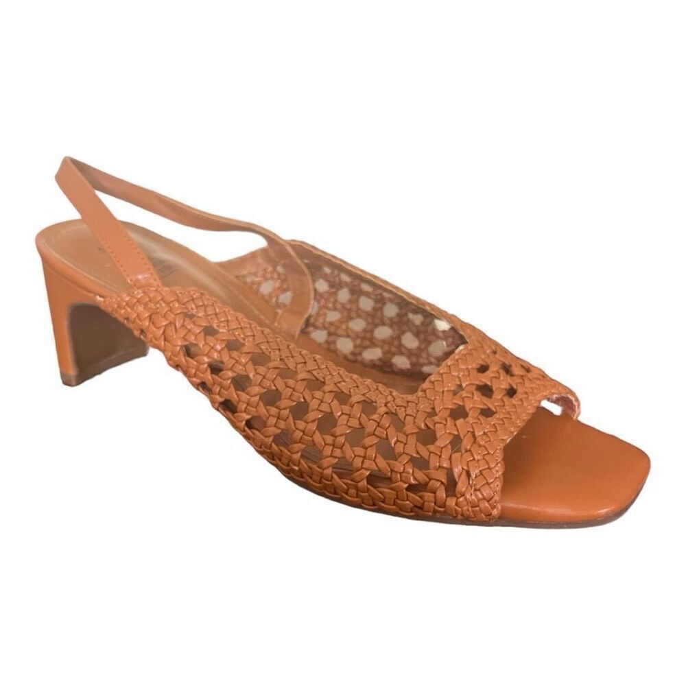 Impo Woven Slingback Heels in Cognac Orange